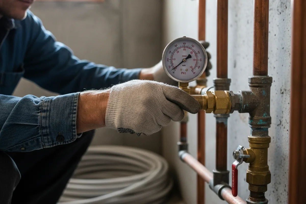 Pressure testing a repaired line during Water Line Repair in Gambrills